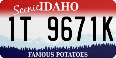 ID license plate 1T9671K