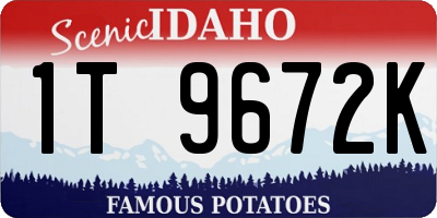 ID license plate 1T9672K