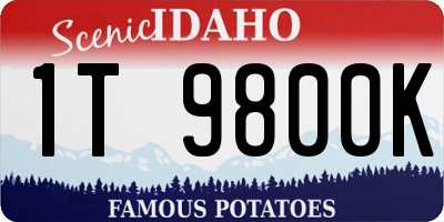 ID license plate 1T9800K