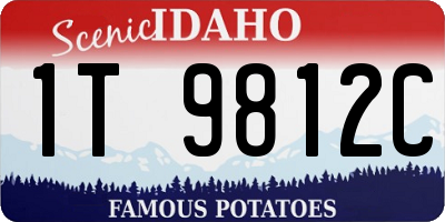 ID license plate 1T9812C