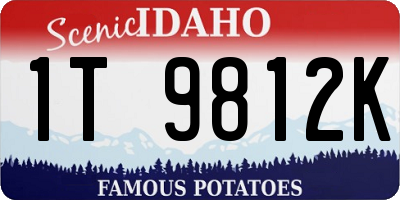 ID license plate 1T9812K