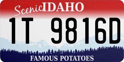 ID license plate 1T9816D