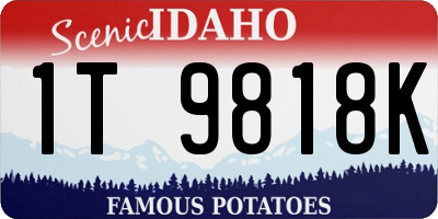 ID license plate 1T9818K