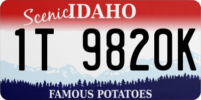 ID license plate 1T9820K