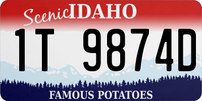ID license plate 1T9874D