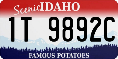 ID license plate 1T9892C