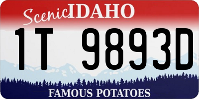 ID license plate 1T9893D