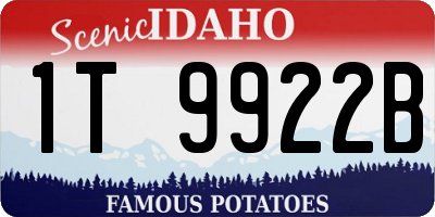 ID license plate 1T9922B