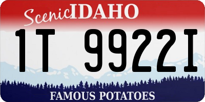 ID license plate 1T9922I