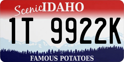 ID license plate 1T9922K