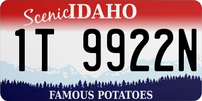 ID license plate 1T9922N