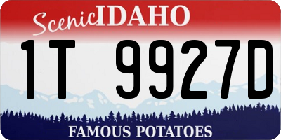 ID license plate 1T9927D