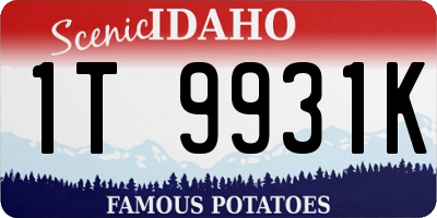 ID license plate 1T9931K