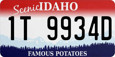 ID license plate 1T9934D
