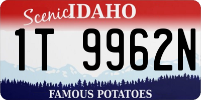 ID license plate 1T9962N