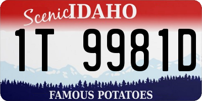 ID license plate 1T9981D