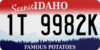 ID license plate 1T9982K