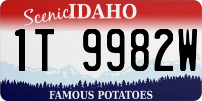 ID license plate 1T9982W