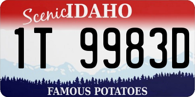 ID license plate 1T9983D