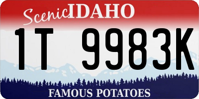 ID license plate 1T9983K