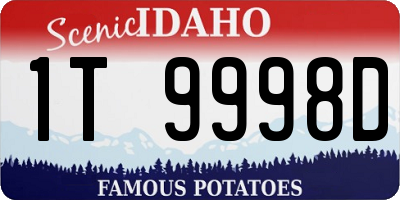 ID license plate 1T9998D