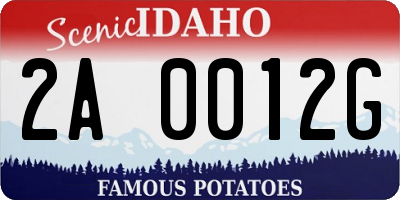 ID license plate 2A0012G
