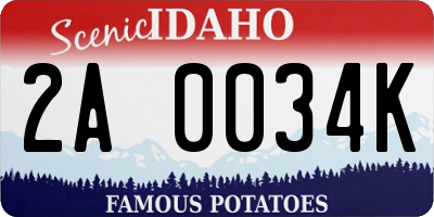 ID license plate 2A0034K