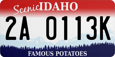 ID license plate 2A0113K