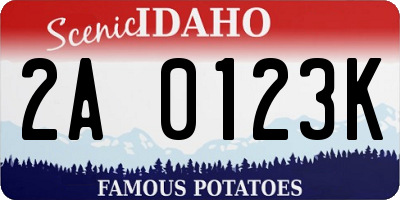 ID license plate 2A0123K