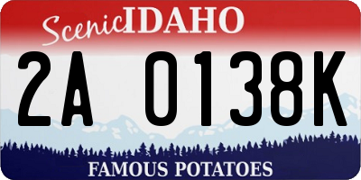 ID license plate 2A0138K