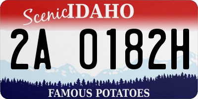 ID license plate 2A0182H
