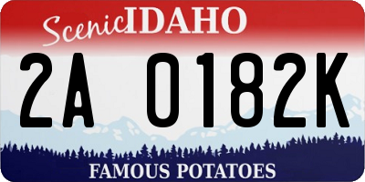 ID license plate 2A0182K