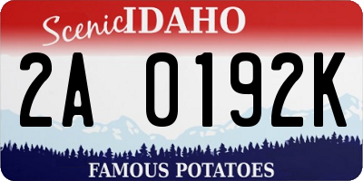 ID license plate 2A0192K