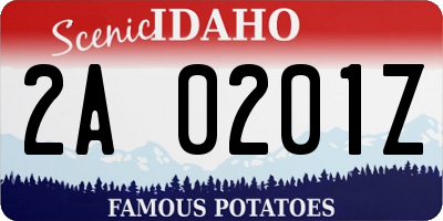 ID license plate 2A0201Z
