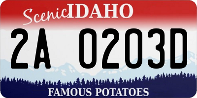 ID license plate 2A0203D