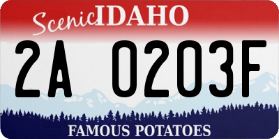 ID license plate 2A0203F