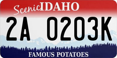 ID license plate 2A0203K