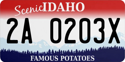 ID license plate 2A0203X