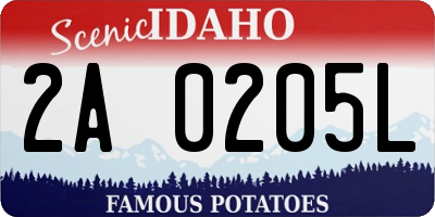 ID license plate 2A0205L