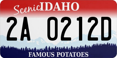 ID license plate 2A0212D