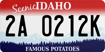 ID license plate 2A0212K
