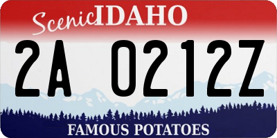 ID license plate 2A0212Z