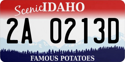 ID license plate 2A0213D