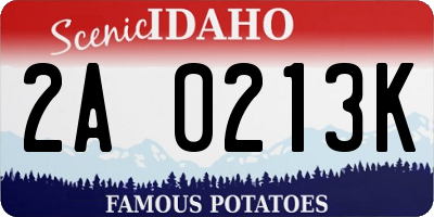 ID license plate 2A0213K