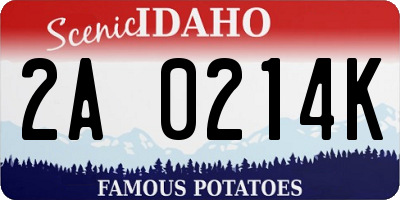 ID license plate 2A0214K