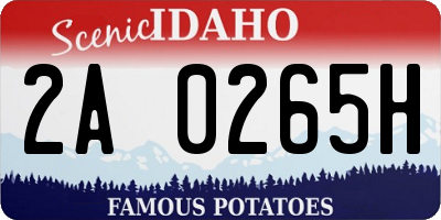 ID license plate 2A0265H