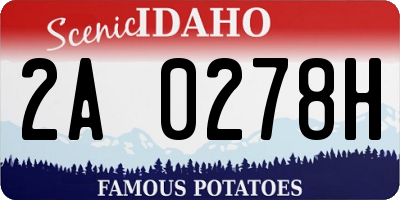 ID license plate 2A0278H