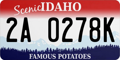ID license plate 2A0278K