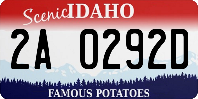 ID license plate 2A0292D