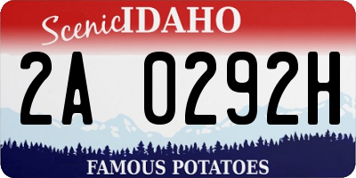 ID license plate 2A0292H